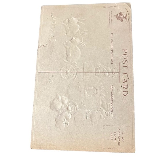 Vtg 1910 Anthropomorphic Chicks Soldiers Driving Bunny Rabbits Carriage Easter - Picture 6 of 9